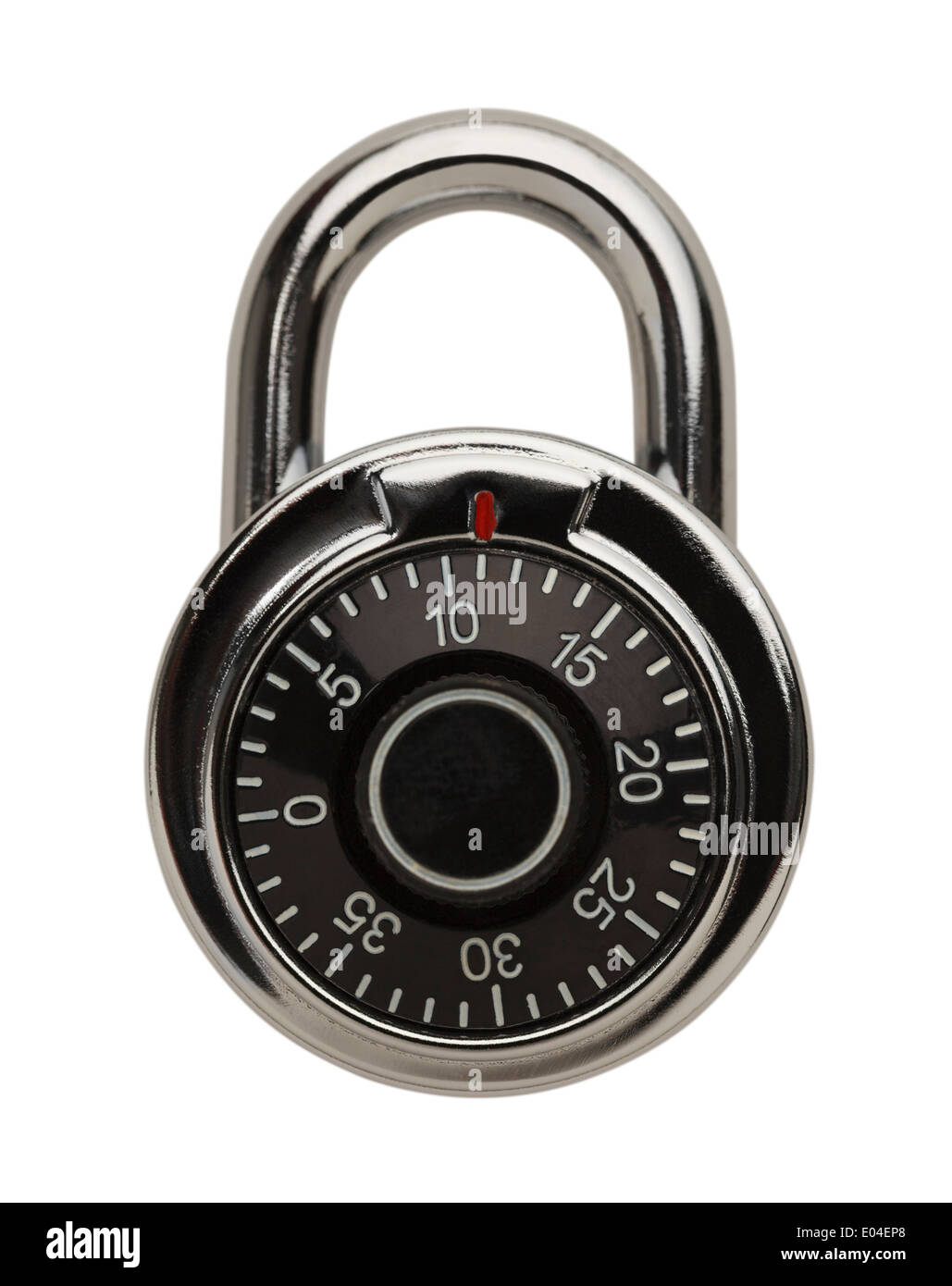 Zifferblatt Metall Combo Lock Vorderansicht, Isolated on White Background. Stockfoto