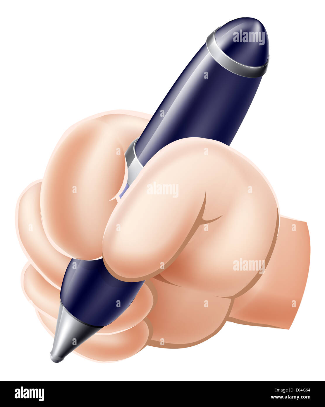 Eine lustige cartoon Hand schreiben mit Stift-Symbol Stockfoto