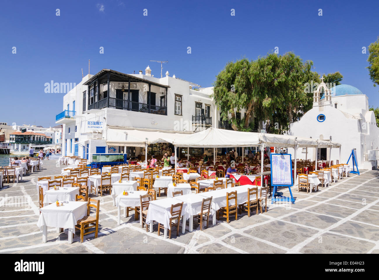 Griechische Taverne, Hora, Mykonos, Kykladen, Griechenland Stockfoto