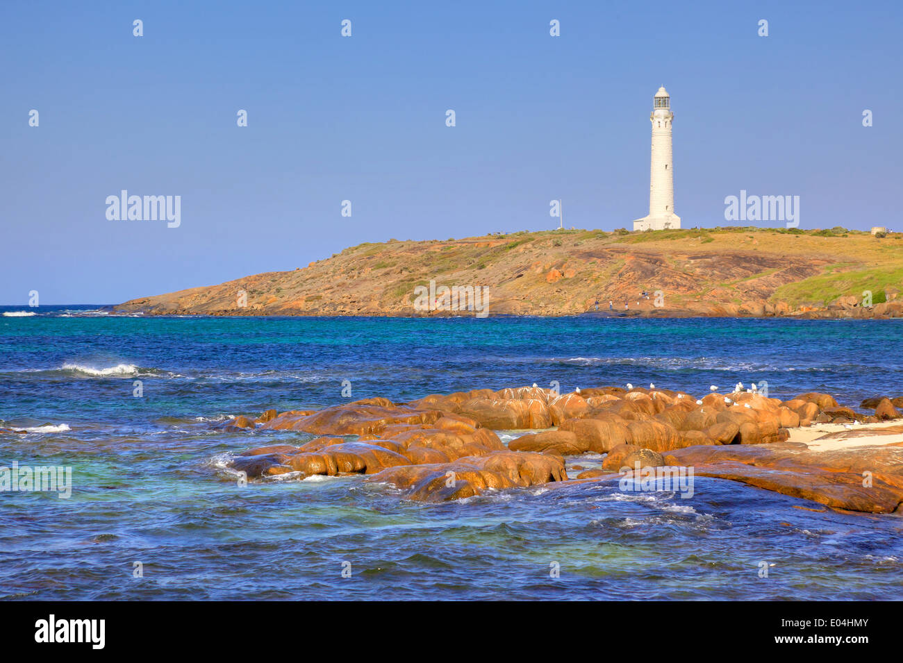 Cape Leeuwin Leuchtturm, an der südwestlichen Spitze von Australien, wo sich zwei Ozeane treffen. Stockfoto