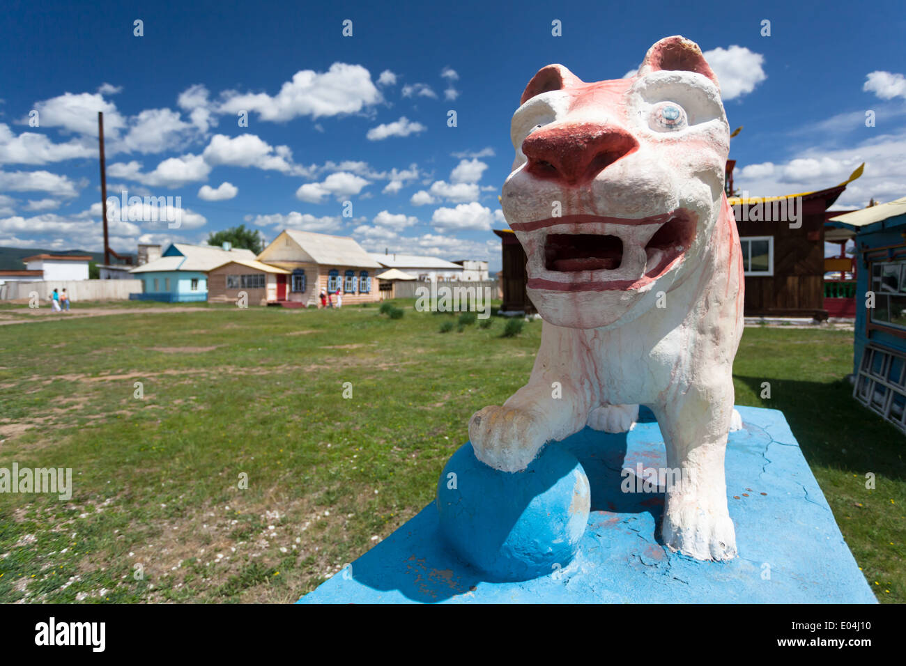 Skulptur im Ivolginskij Dazan, Werchnjaja Ivolga, Burjatien, Sibirien, Russland Stockfoto