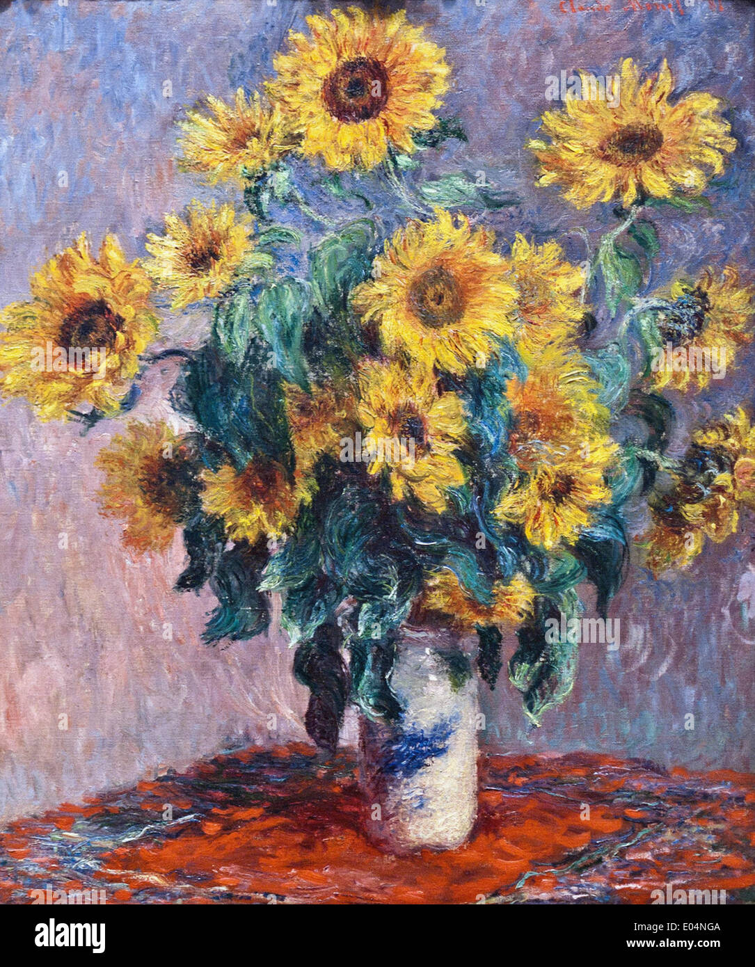 Claude Monet-Sonnenblumen Stockfoto