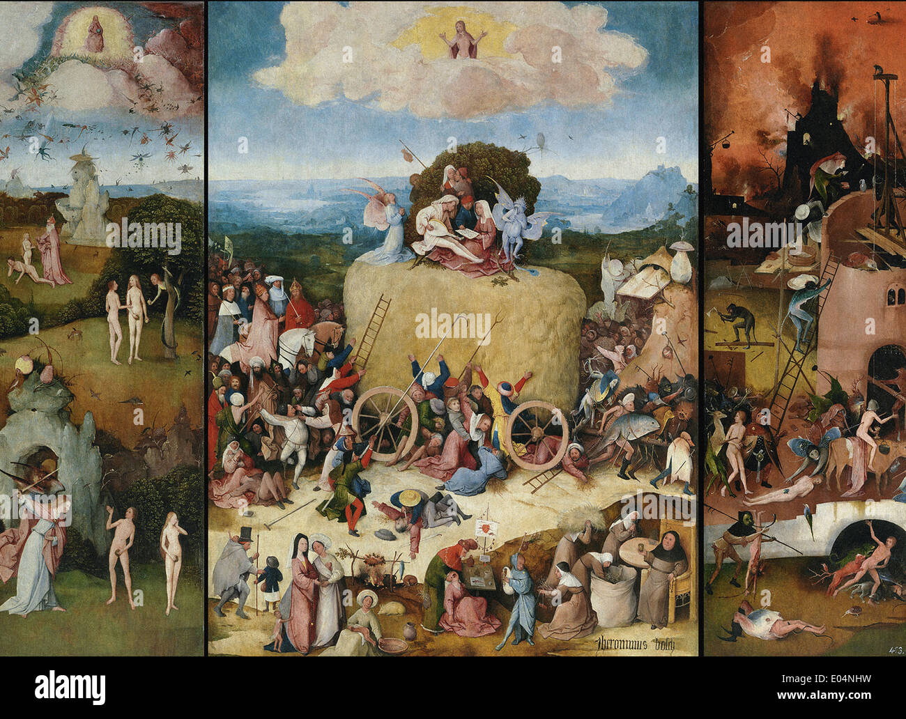 Hieronymus Bosch der Heuwagen Stockfoto