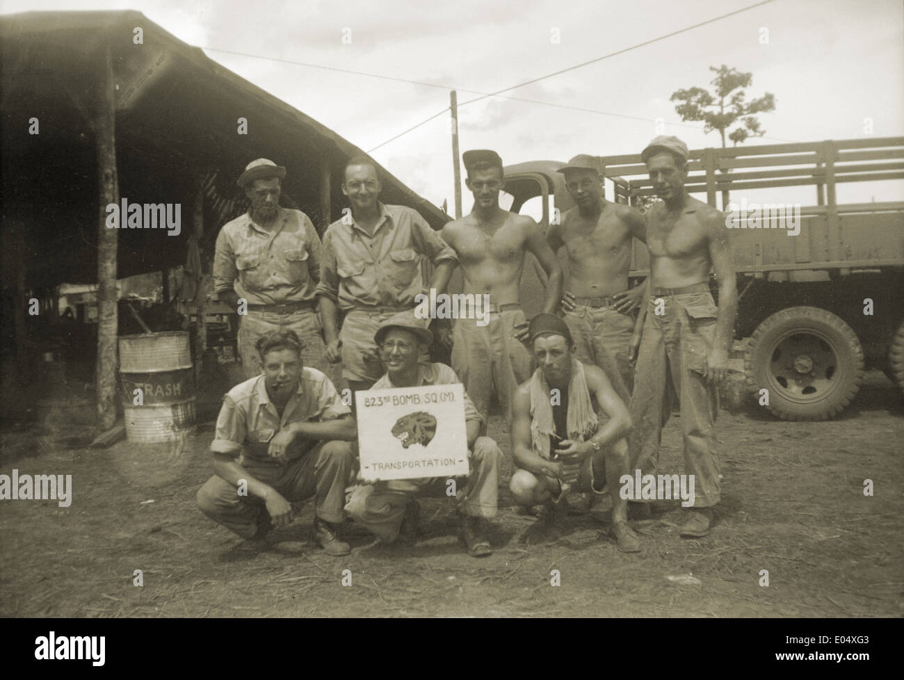 Ca. 1944 Gruppenfoto, Mitglieder der "Flying Tigers" 823. Bombardement Squadron Medium Transport. Stockfoto