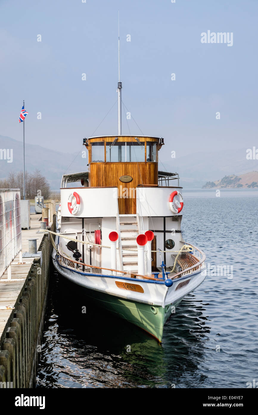 Alten Dampfer "Raven" am Pier Head für Ullswater Steamers in Lake District National Park Glenridding Cumbria England UK Großbritannien Stockfoto