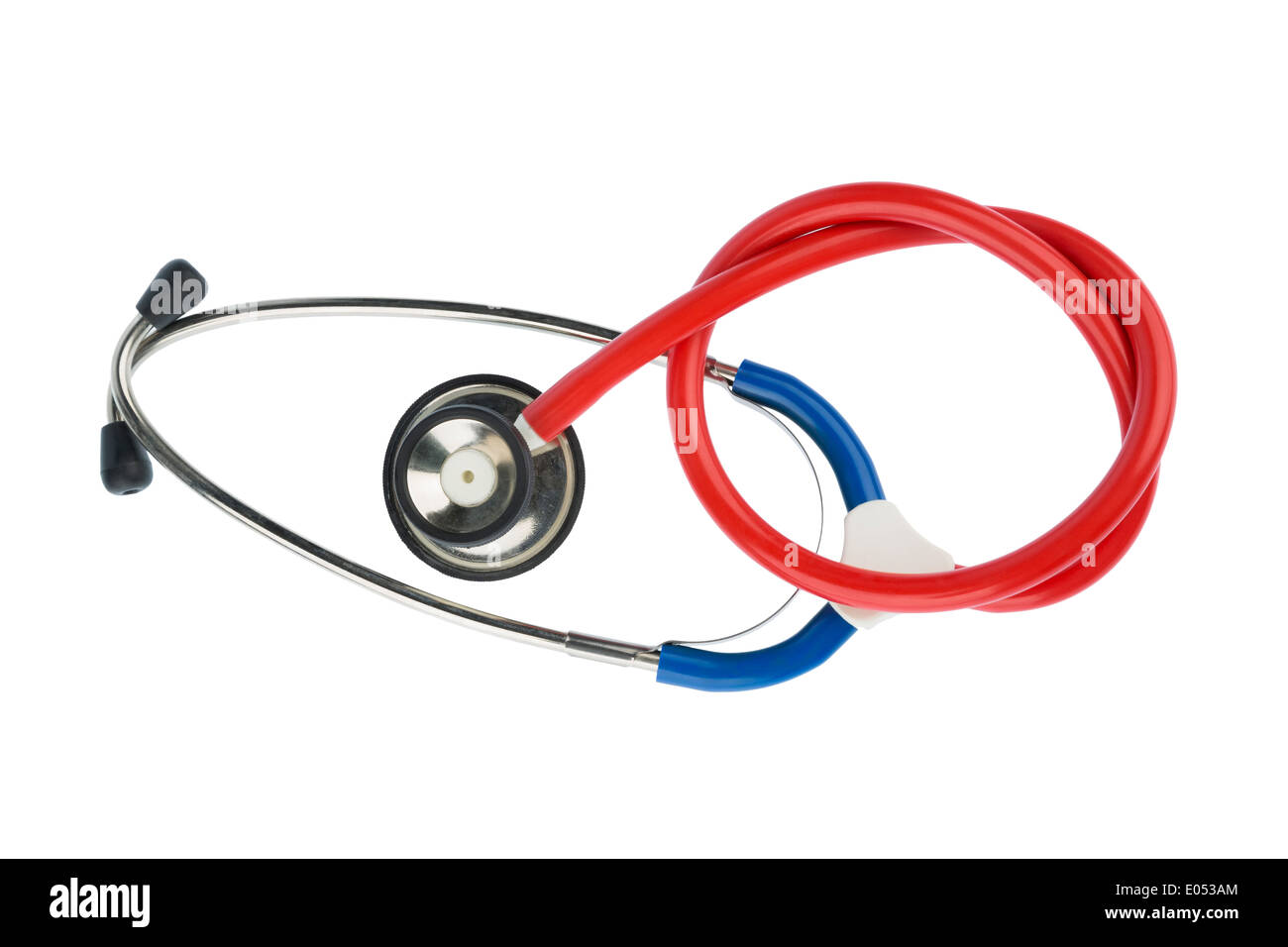 Stethoskop vor weißem Hintergrund, symbolische Besetzung für Ärzteschaft und Diagnostik, Stethoskop Vor Weissem Hintergru Stockfoto