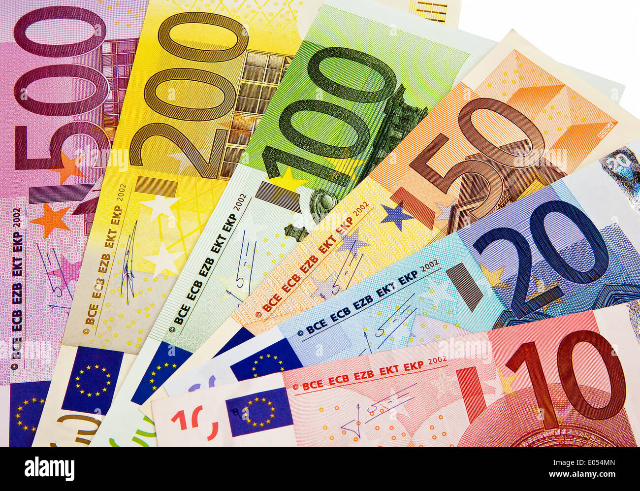 . Geldscheine Wirtschaft Licht Papiergeld Geld Wirtschaft Währungssystem Banknoten Banknote Geld Eurozone bestehen eurocur Stockfoto