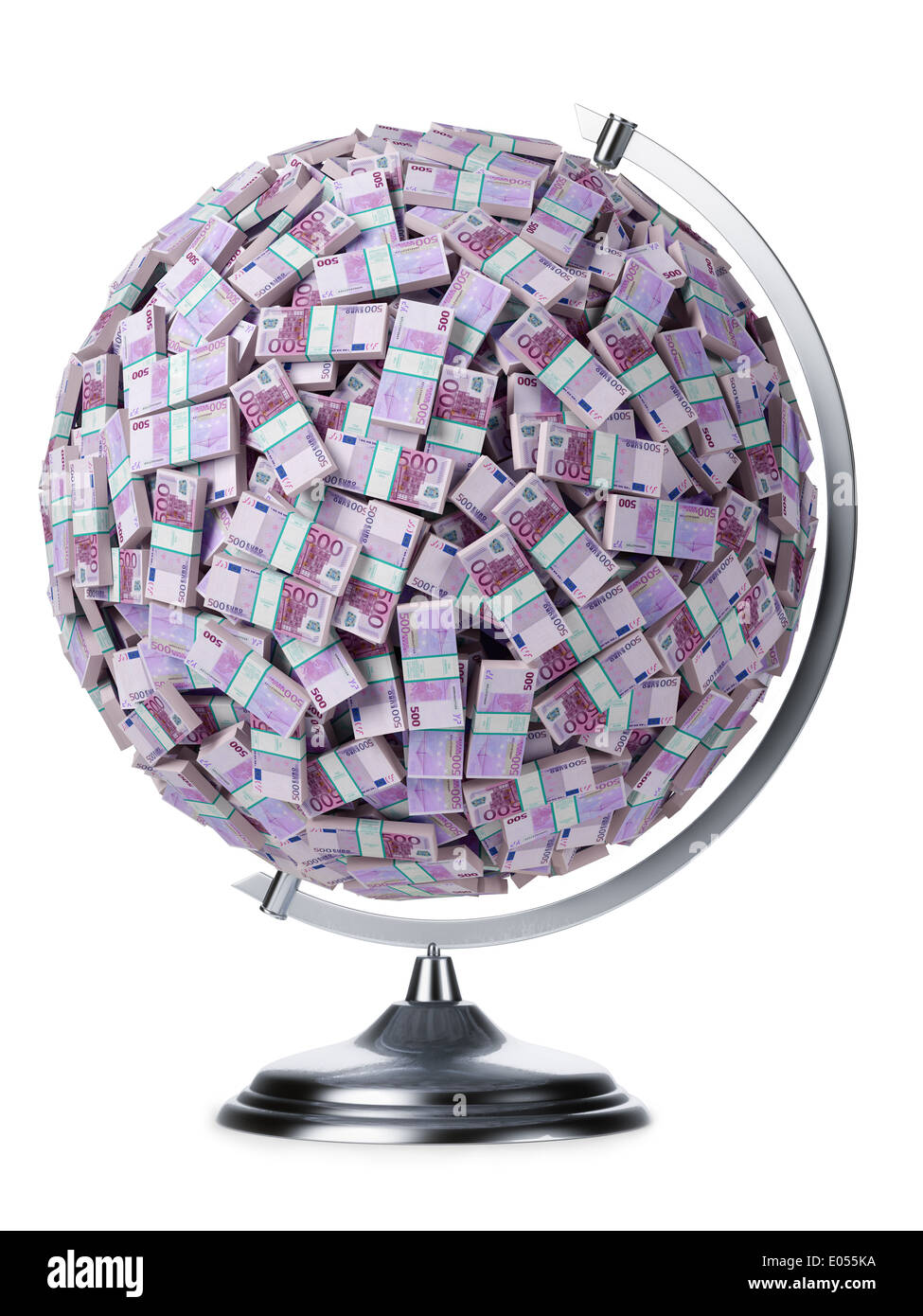 Euro Geld Globus auf isolierte weiß Stockfoto