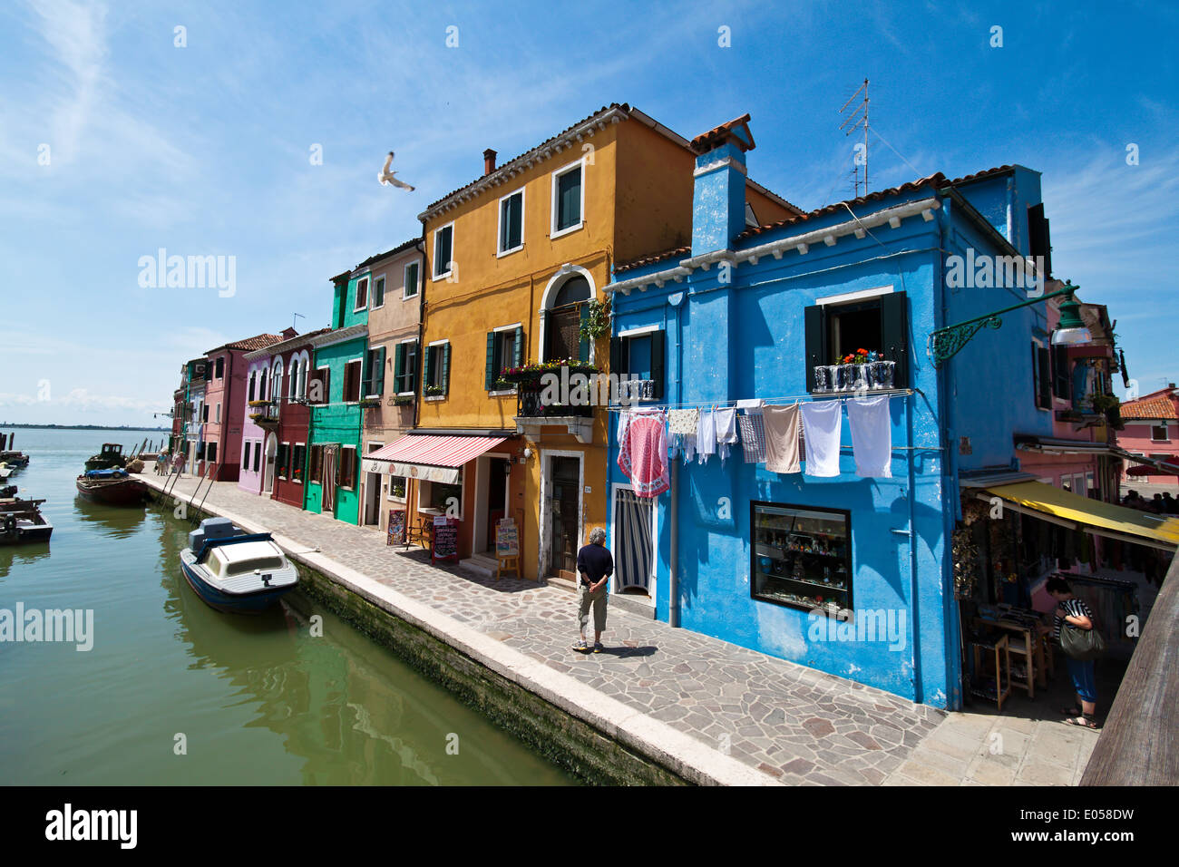 Die sehenswerte Stadt Venedig in Italien. Insel Burano, Die Sehenswerte Stadt Venedig in Italien. Insel Burano Stockfoto