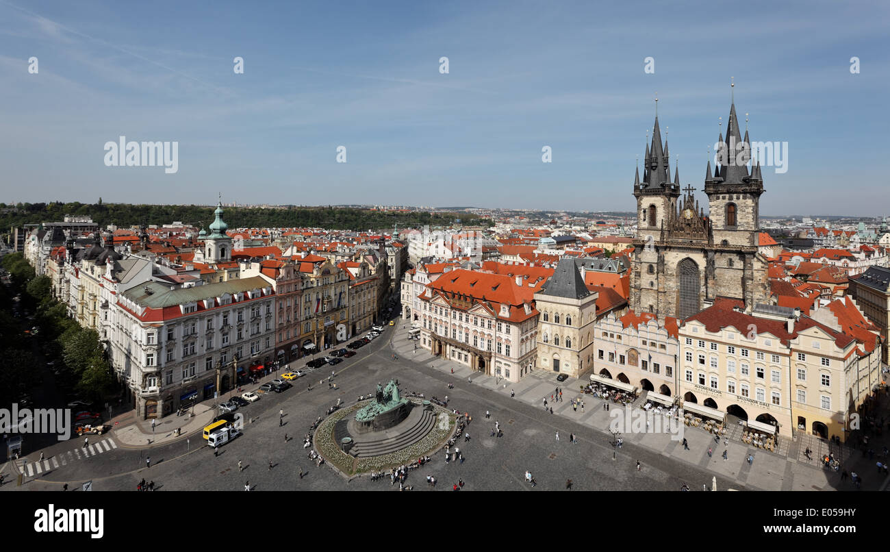 Prag, alte Stadt-Bewohner Ring, Blick auf das Rathaus Turm, Prag, Altstaedter Ring, Aussicht Vom Rothenburgs Stockfoto