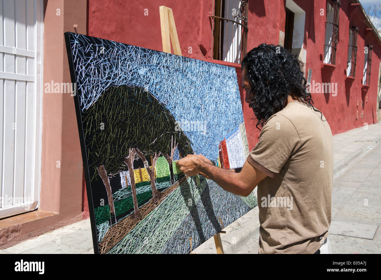 Künstler schaffen Handarbeiten Bild Oaxaca-Stadt Mexiko Stockfoto