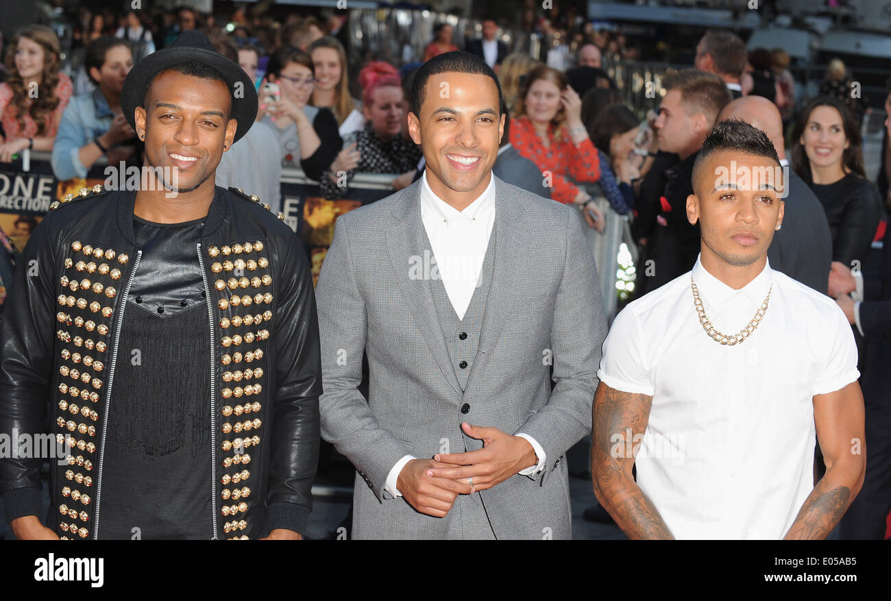 London, UK, UK. 20. August 2013. Ortis Williams, Marvin Humes und Aston Merrygold der ZLS besuchen die Weltpremiere von "One Direction: This Is Us an Empire Leicester Square. © Ferdaus Shamim/ZUMA Wire/ZUMAPRESS.com/Alamy Live-Nachrichten Stockfoto