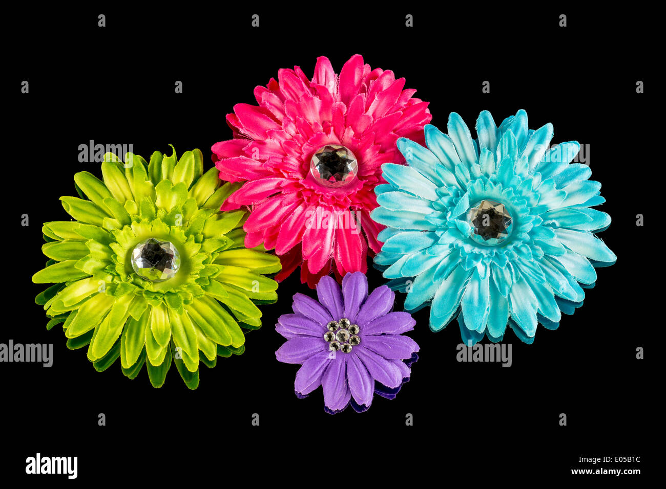 Blumen aus Stoff mit Farben Stockfoto