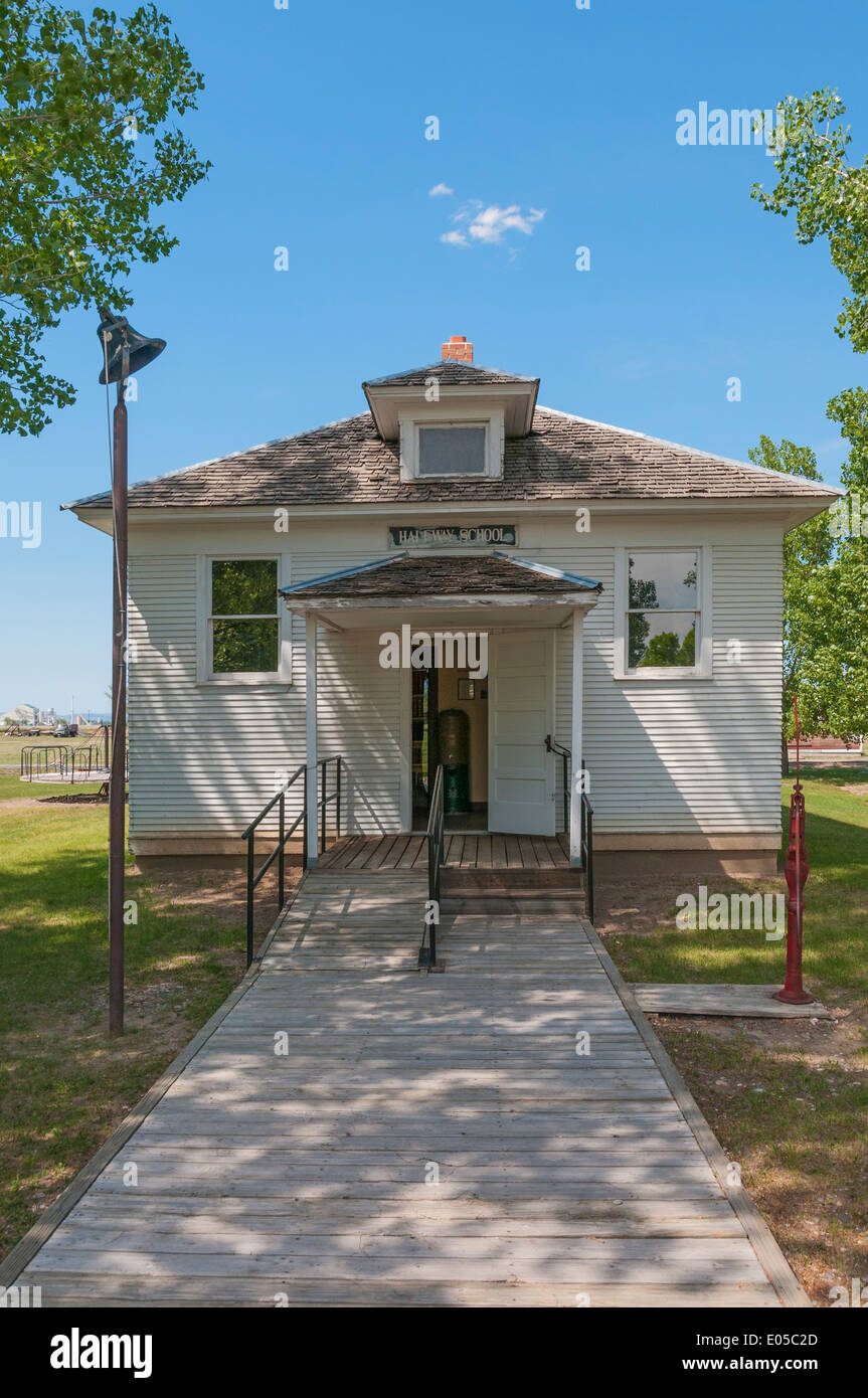 Hardin, Big Horn County Historical Museum, 1922 Halfway Schule, Montana, ein Zimmer-Schulhaus Stockfoto