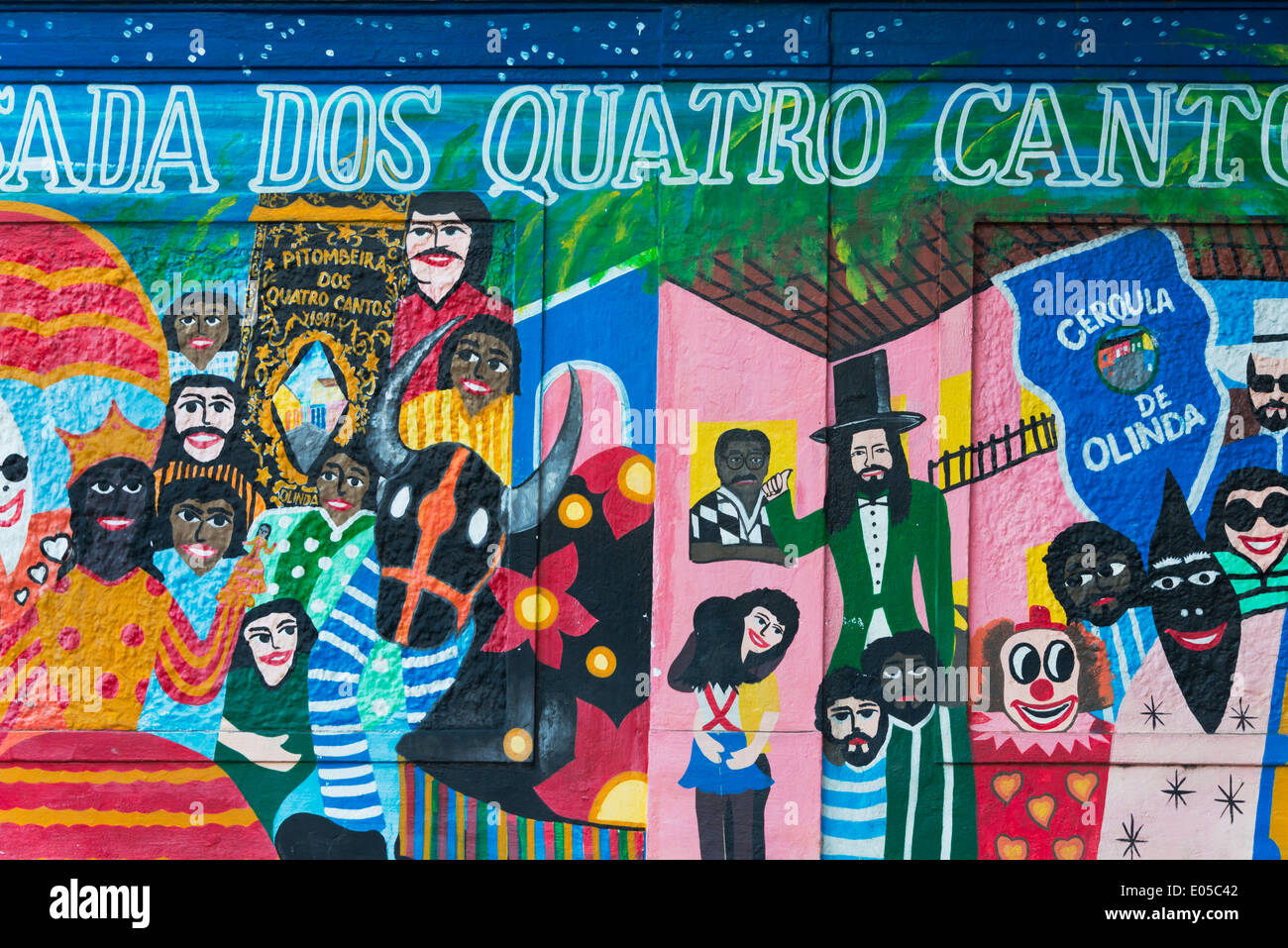 Wandbild, Olinda (UNESCO-Weltkulturerbe), Bundesstaat Pernambuco, Brasilien Stockfoto