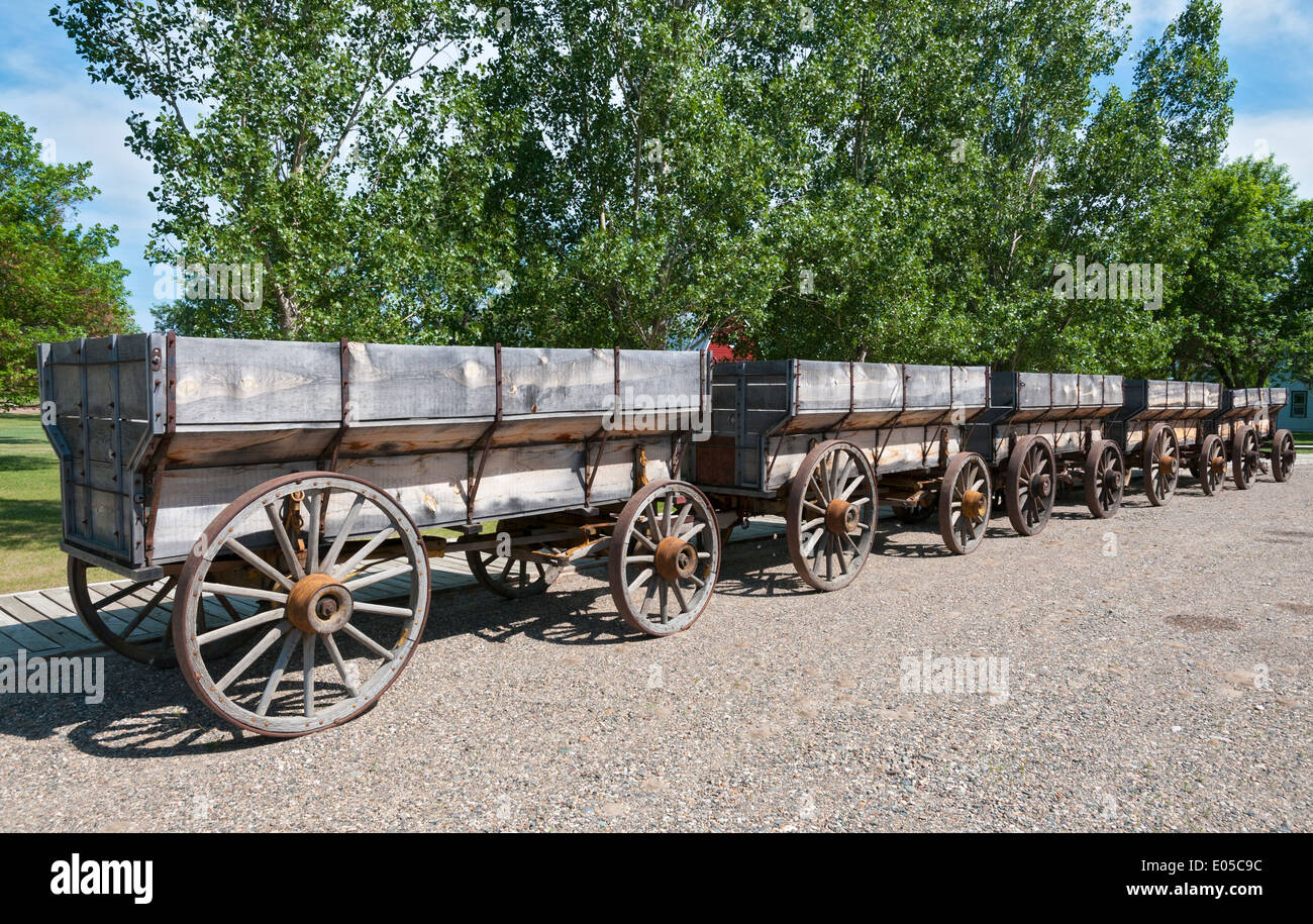 Montana, Hardin, Big Horn County Historical Museum, Wagon Train Stockfoto