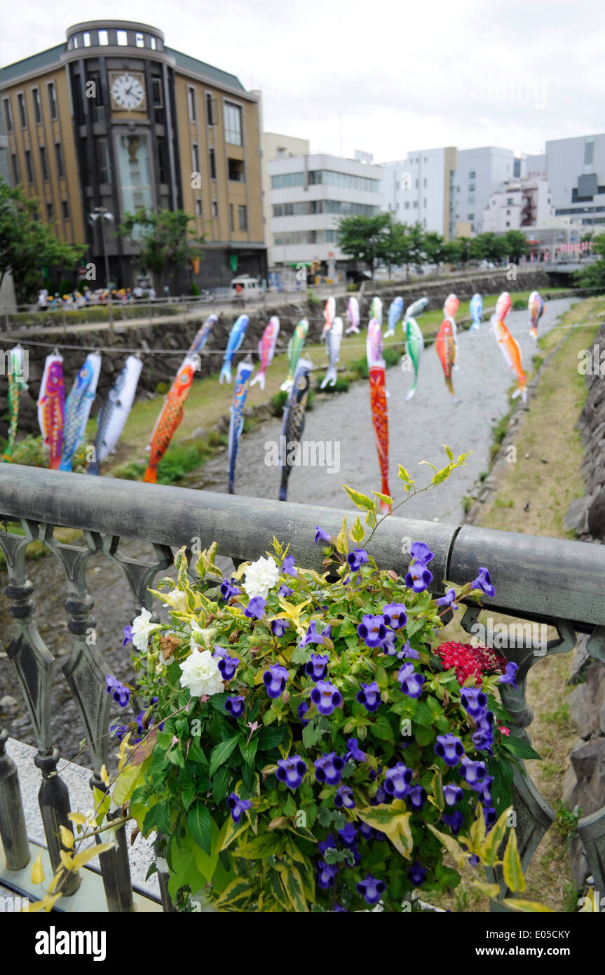 Karpfen-Streamer Matsumoto Nagano Japan Stockfoto