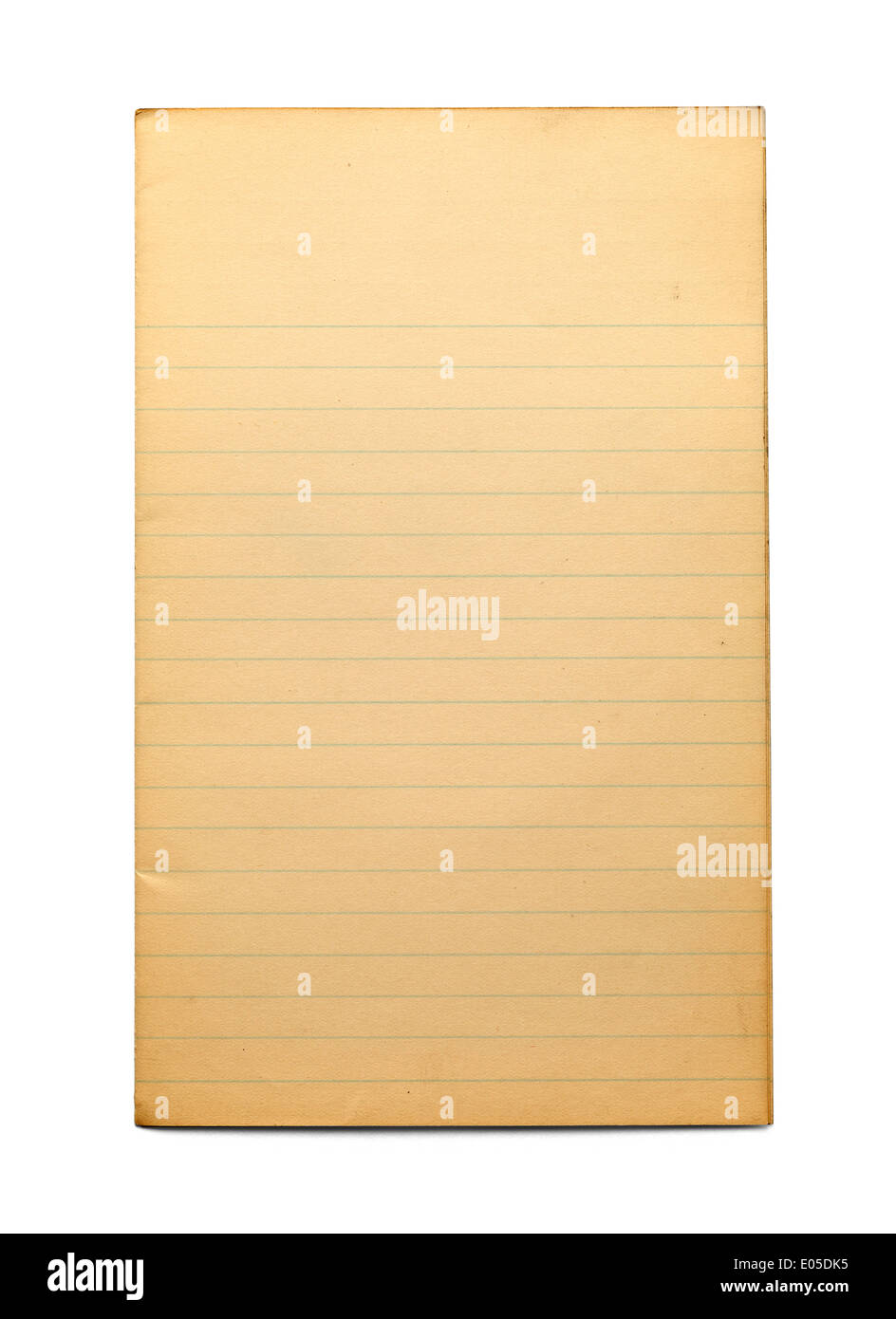 Altern Leerzeile Papier isoliert auf weißem Hintergrund. Stockfoto