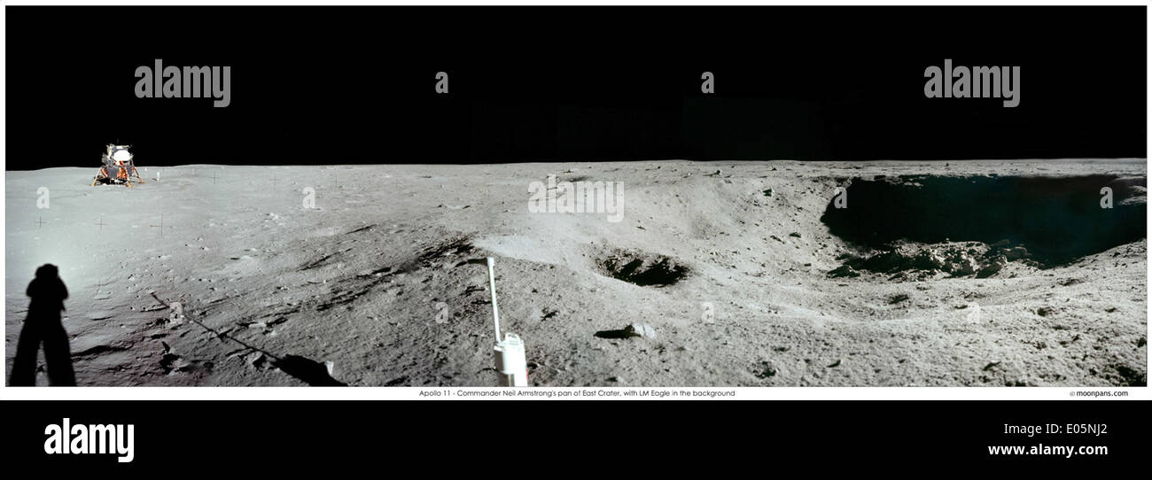 Apollo 11: Ost Krater Panorama Stockfoto