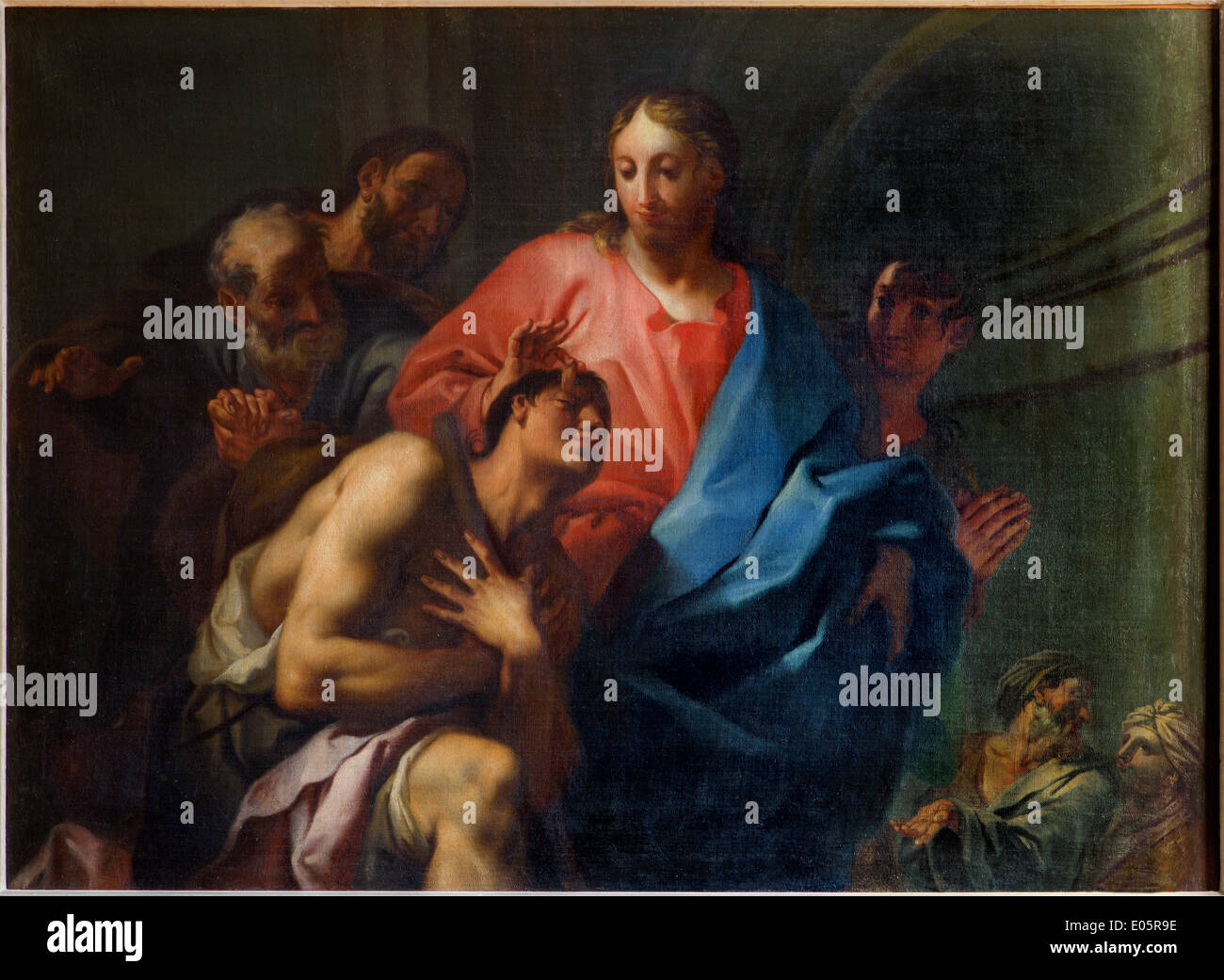 Venedig - das Wunder des Christus Heilung des blinden von Antonio Trevisan (1753) in der Kirche San Francesco della Vigna. Stockfoto