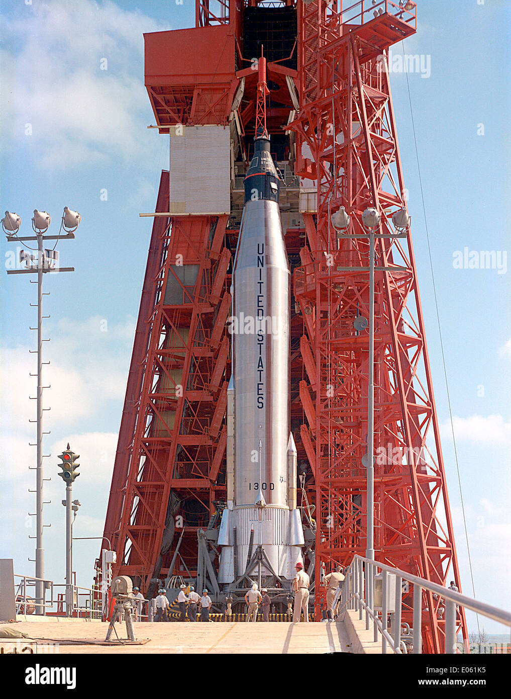 Mercury-Atlas-Rakete auf der Startrampe Stockfoto