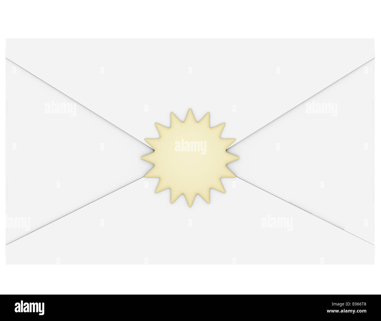 3D Render einen Umschlag mit einem Goldsiegel Stockfoto