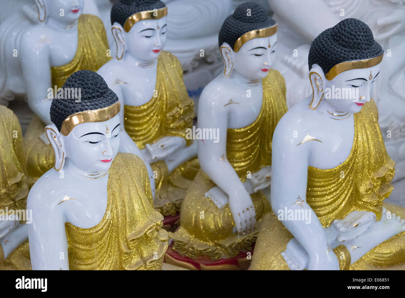 Buddhistischen Skulptur aus Marmor, Mandalay, Myanmar Stockfoto