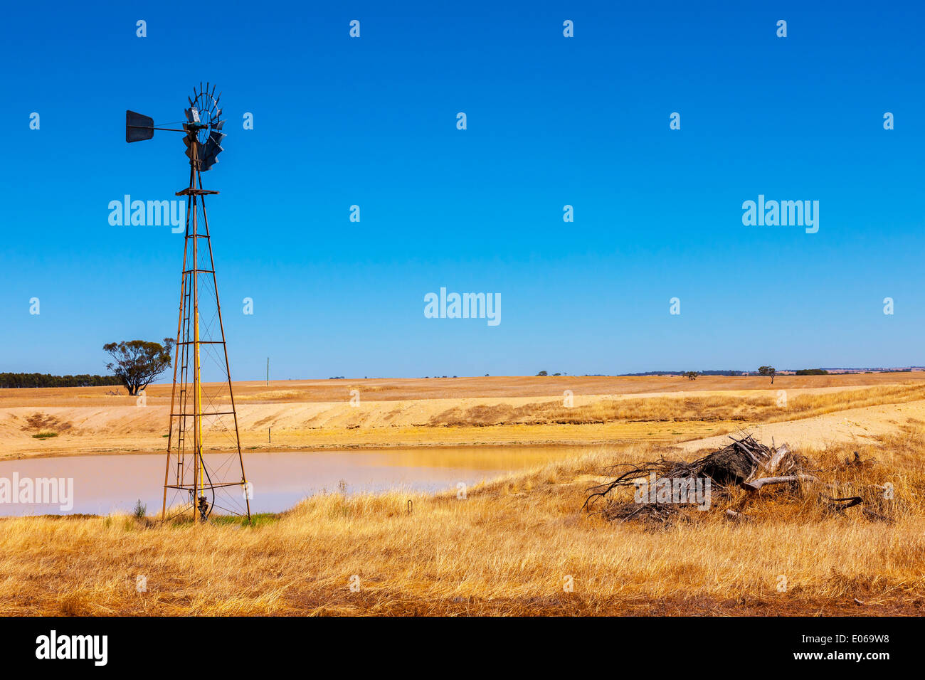 Wind-Wasser-Pumpe im Outback West Australia Stockfoto