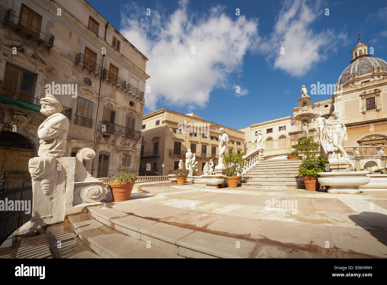 Pretoria Brunnen in Pretoria Square, Palermo, Sizilien, Italien Stockfoto