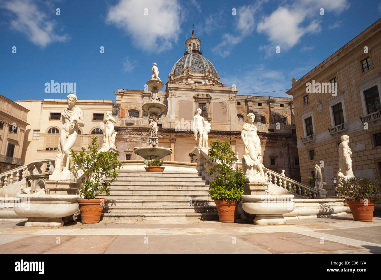 Pretoria Brunnen in Pretoria Square, Palermo, Sizilien, Italien Stockfoto