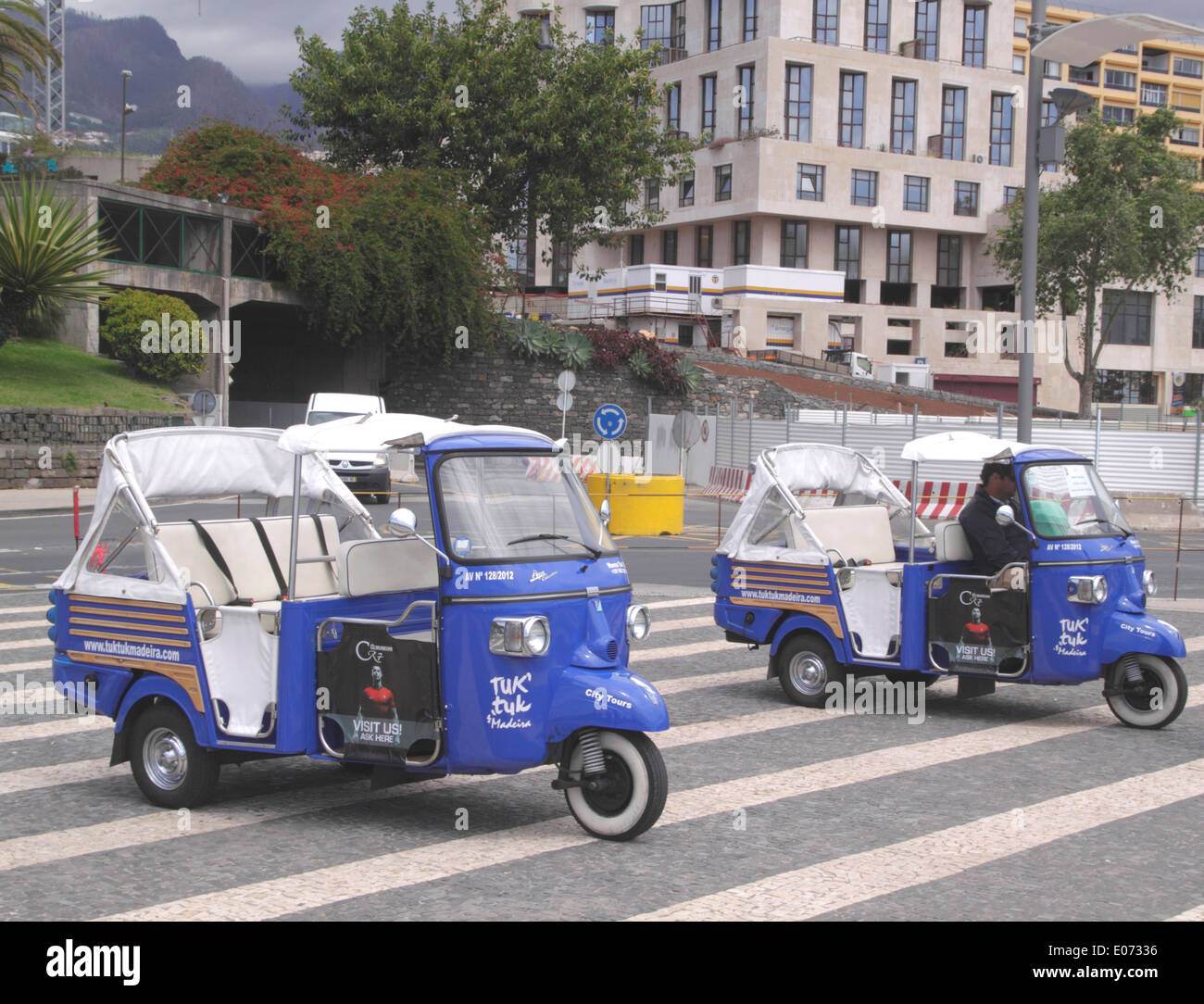 Dreirad Taxi Avenida Sa Carneiro Funchal Madeira Stockfoto