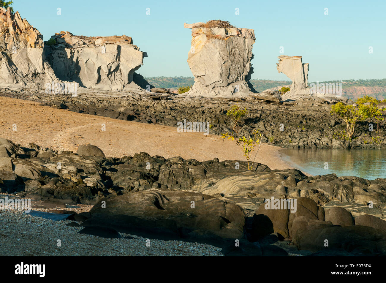 Elgee Kalksteinen Strukturen auf Edeline Insel, Kimberley, Western Australia, Australien Stockfoto