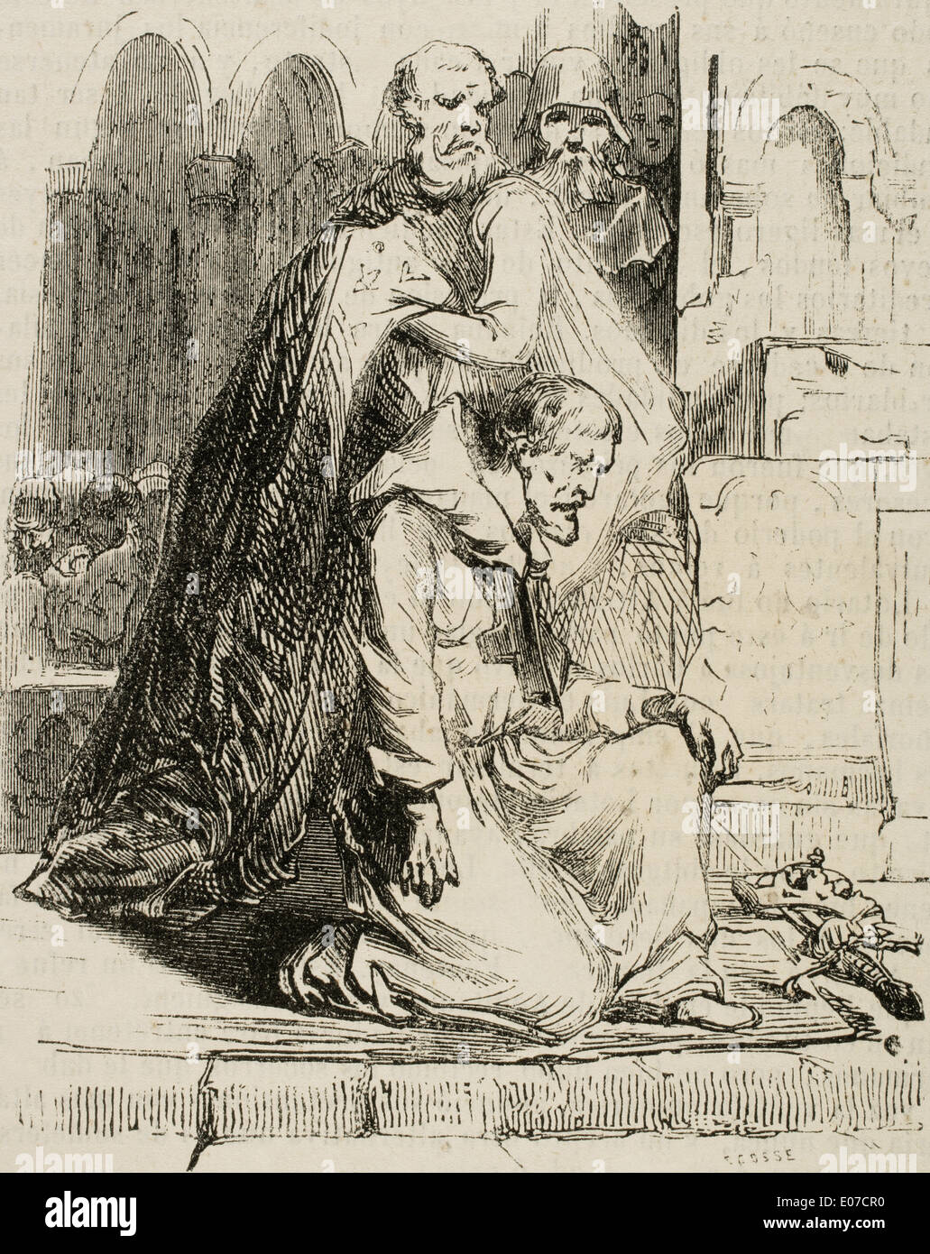 Ludwig der fromme (778-840). König von Aquitanien und der Franken. Kupferstich von Ecosse. Universalbibliothek, beliebte Edition, 1851. Stockfoto