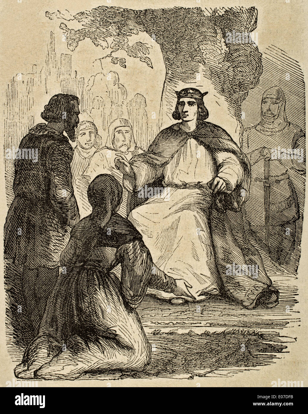 Louis IX oder Saint-Louis (1214-1270). König von Frankreich. St Louis Rechtspflege unter einer Buche. Gravur. Stockfoto