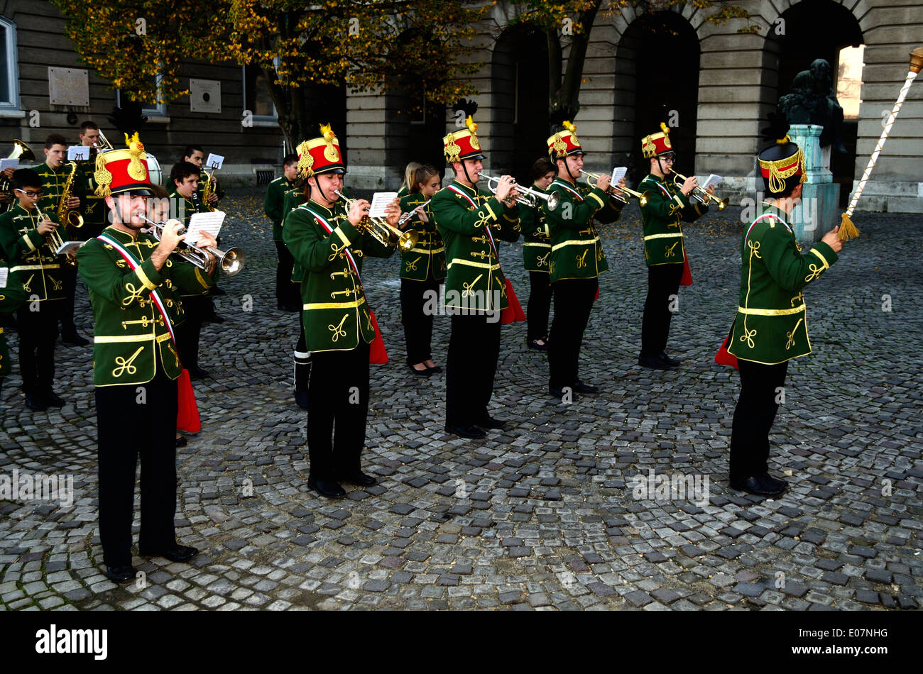 Ungarn Budapest Castle Hill Königspalast Husaren Parade Musiker Stockfoto