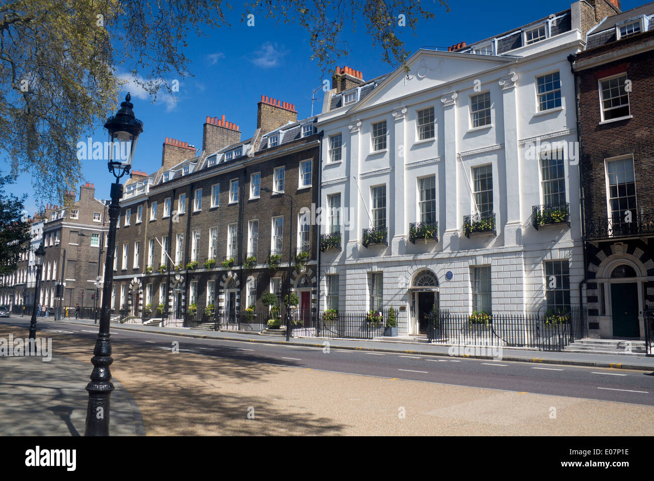 Bedford Square georgische Häuser Bloomsbury London England UK Stockfoto