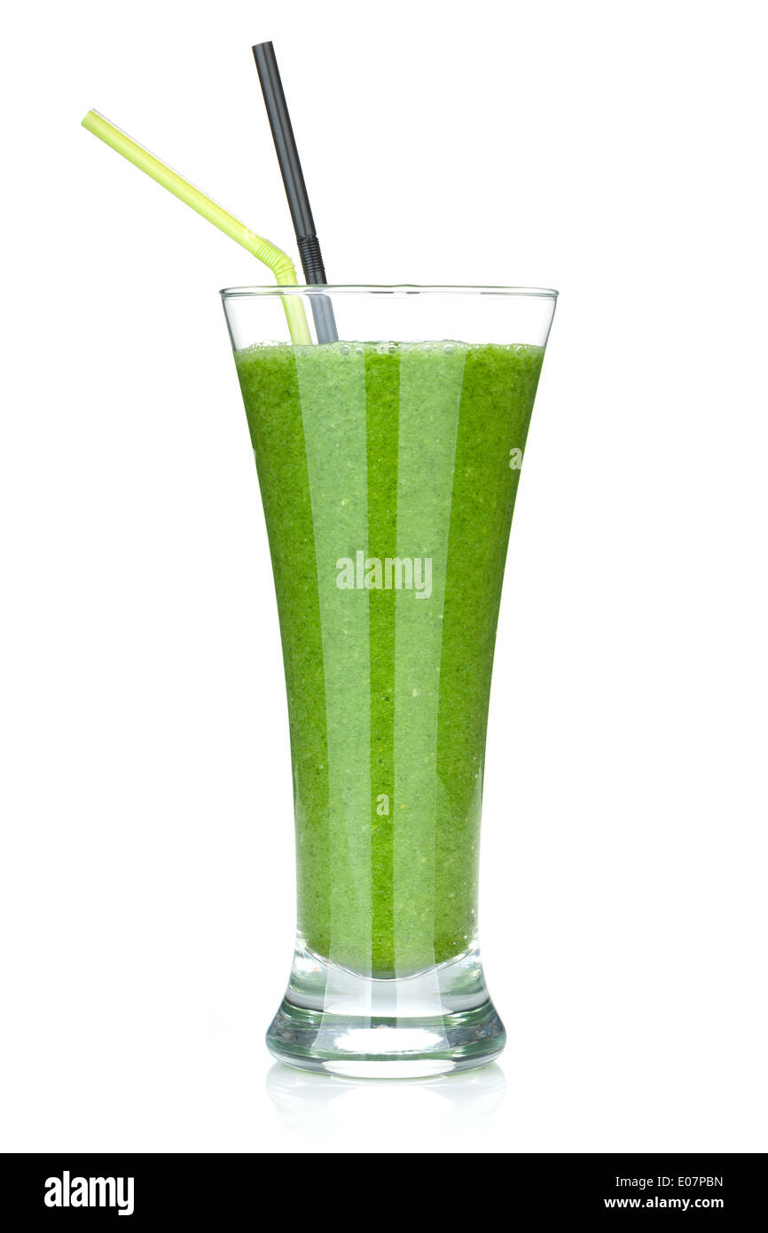 Grüne Gemüse Smoothie. Isoliert auf weißem Hintergrund Stockfoto