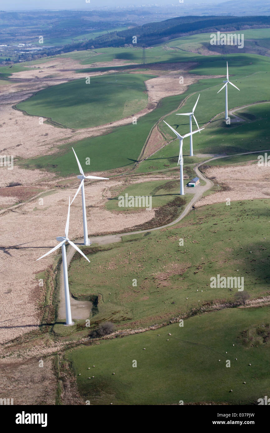 Mynydd Maendy Taff Ely Wind Farm Windfarm auf Berggipfel in der Nähe von Gilfach Goch Rhondda Cynon Taf South Wales Täler Wales UK Stockfoto