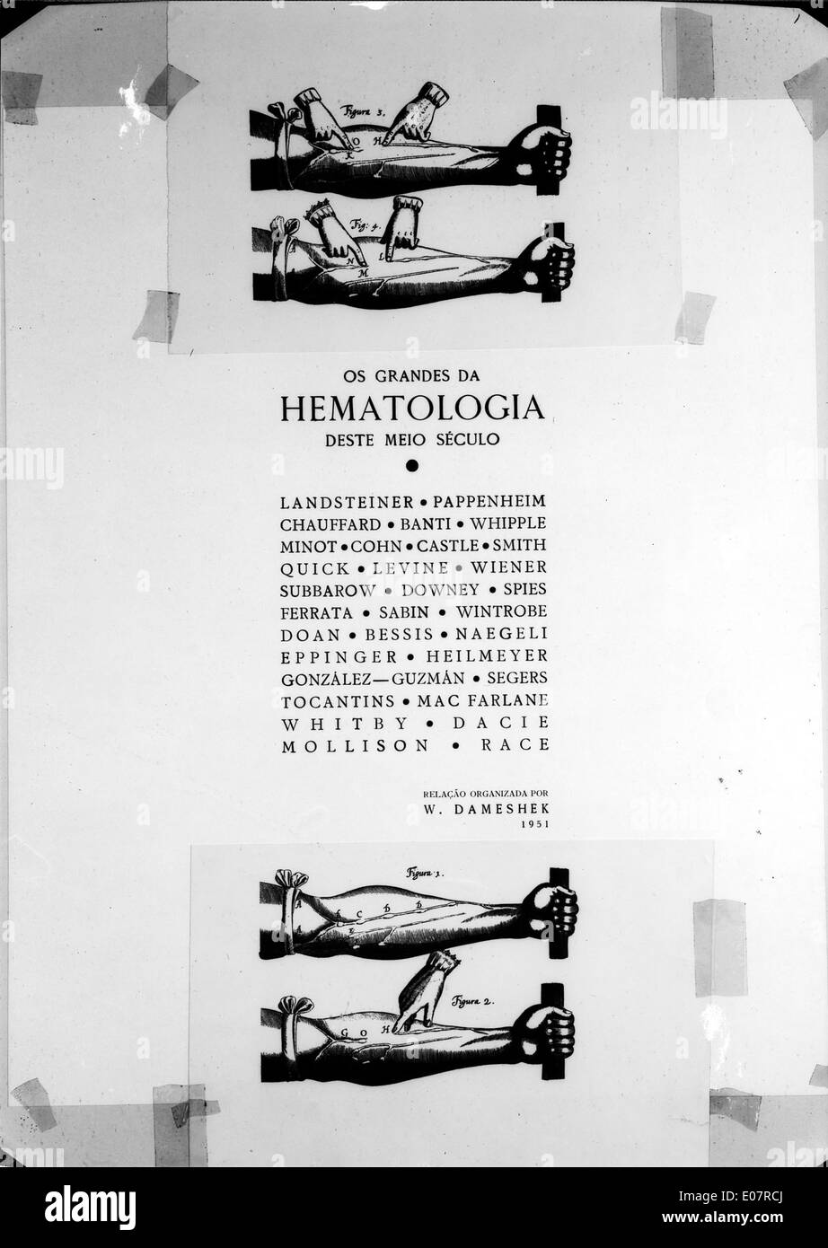 Die Exposição Mundial do Sangue (Weltblutausstellung) fand 1951 in Porto, Portugal, statt. Es konzentrierte sich auf die Wissenschaft des Blutes, seine medizinischen Anwendungen und Fortschritte in der Hämatologie und trug zu einem weltweiten Bewusstsein für blutbedingte Gesundheitsprobleme bei. Stockfoto