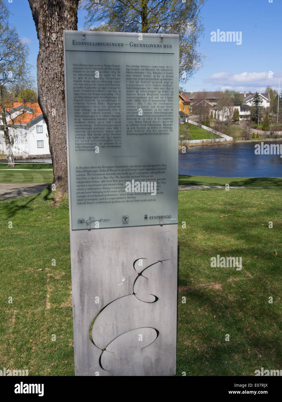 Eidsvoll Norwegen, interpretativen Board über die norwegische Verfassung wurde im Jahre 1814 unterzeichnet. Er sieht seinen 200. Geburtstag Stockfoto