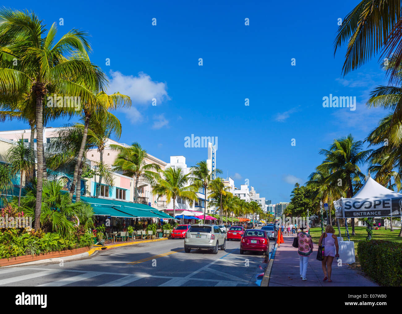 Ocean Drive, South Beach, Miami Beach, Florida, Vereinigte Staaten Stockfoto