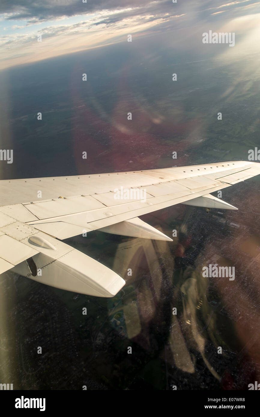 Luftaufnahme von Passagierflugzeug Stockfoto