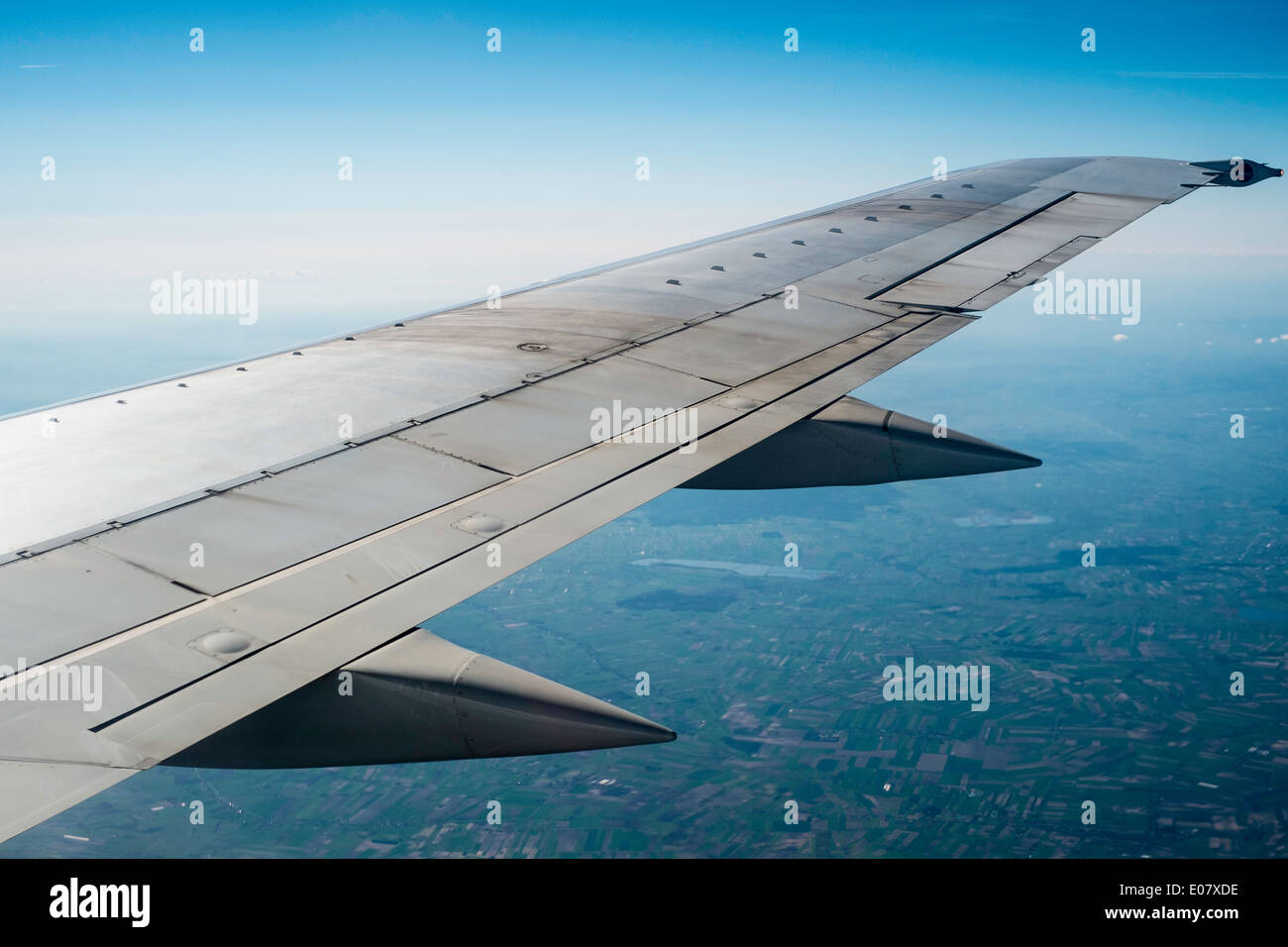 Luftaufnahme von Passagierflugzeug Stockfoto