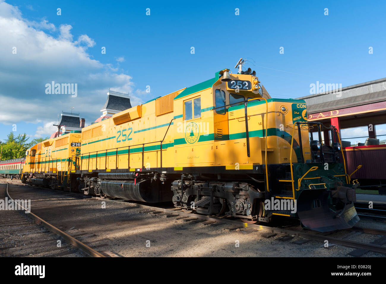 CSRX 252-Lokomotive in North Conway, New Hampshire, USA. Stockfoto