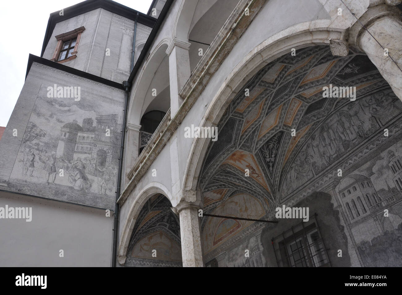 Die Neuburg Schlosshof mit aufwendigen Sgraffito Dekorationen Stockfoto