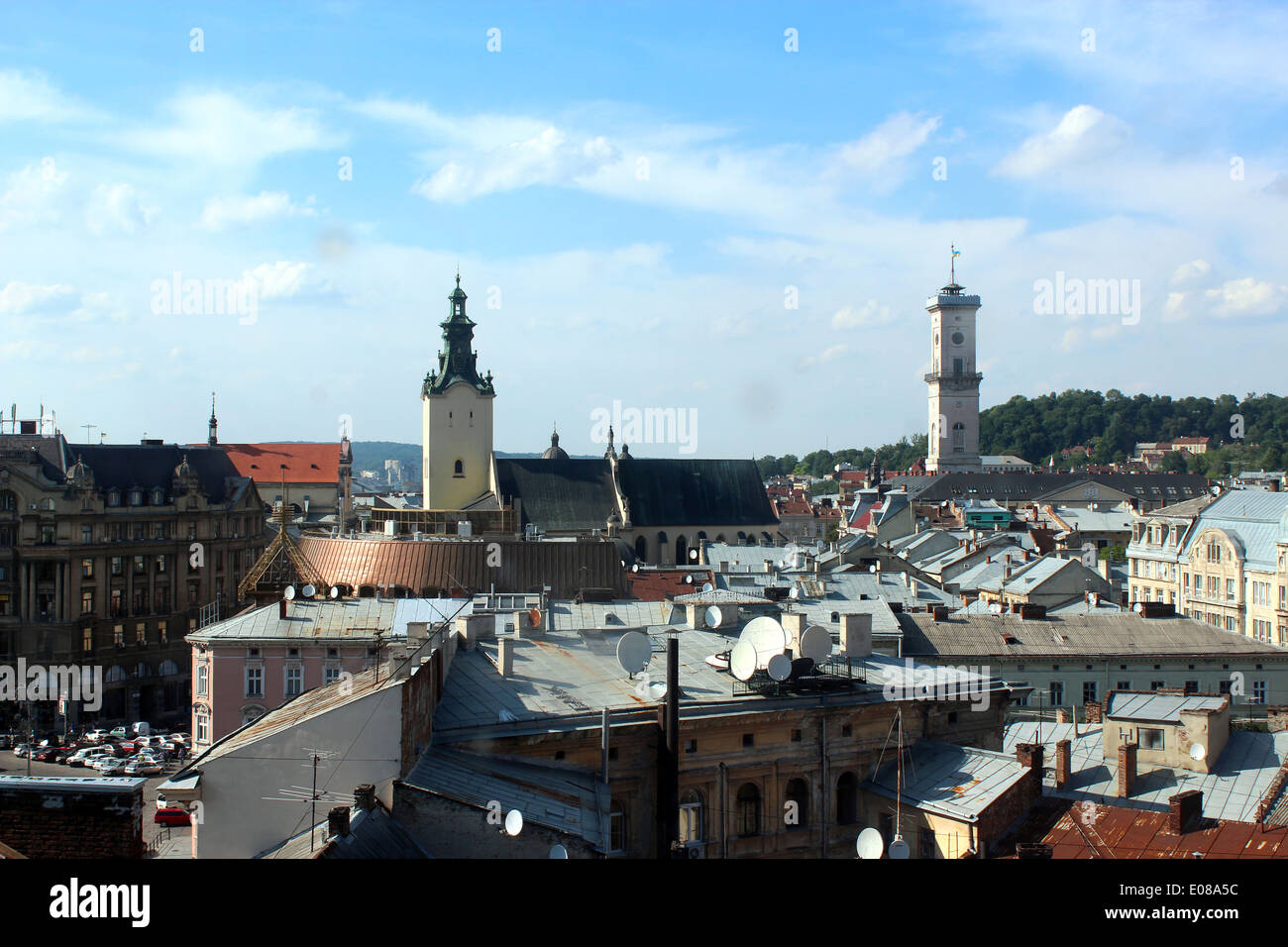 Blick auf das Rathaus im Zentrum von Lemberg Stockfoto