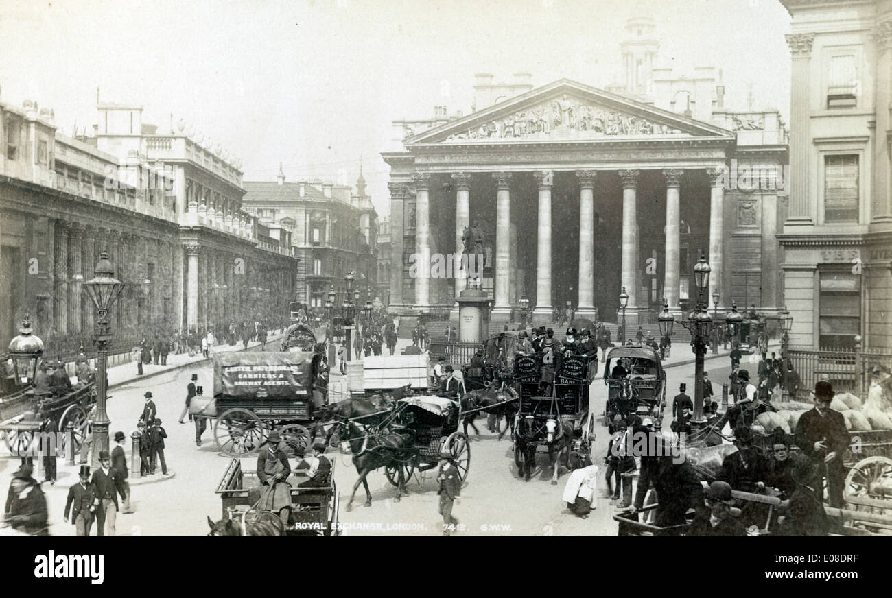 Royal Exchange, London, England, UK. ca. 1890 Stockfoto