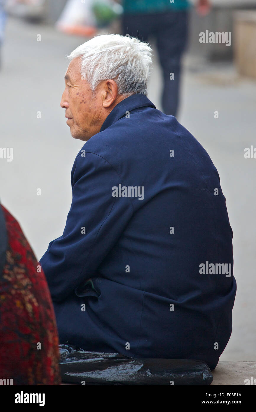 Alte chinesische Mann Da Shi Lan. Beijing. Stockfoto