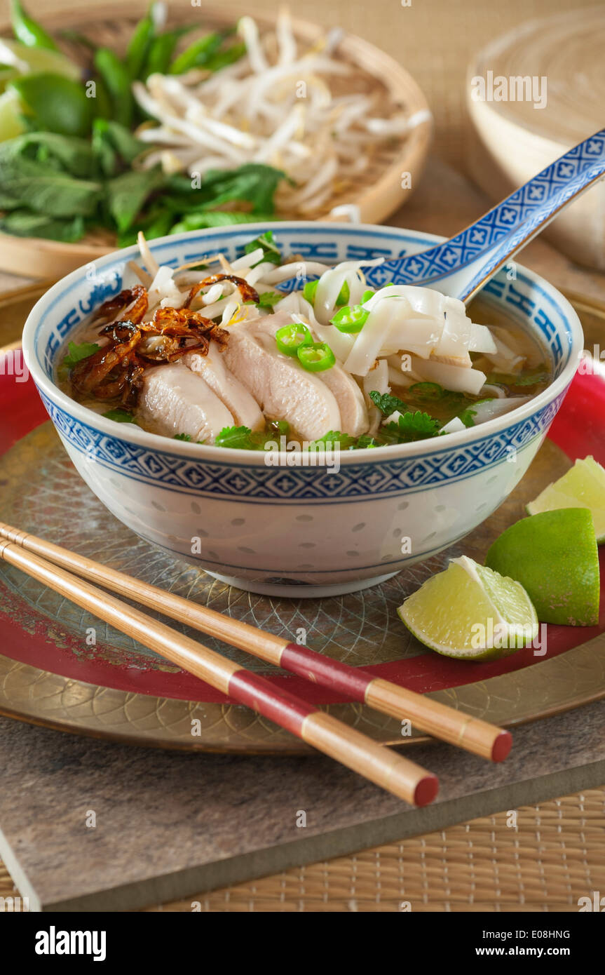 Pho GA Huhn Nudelsuppe Vietnam Essen Stockfoto