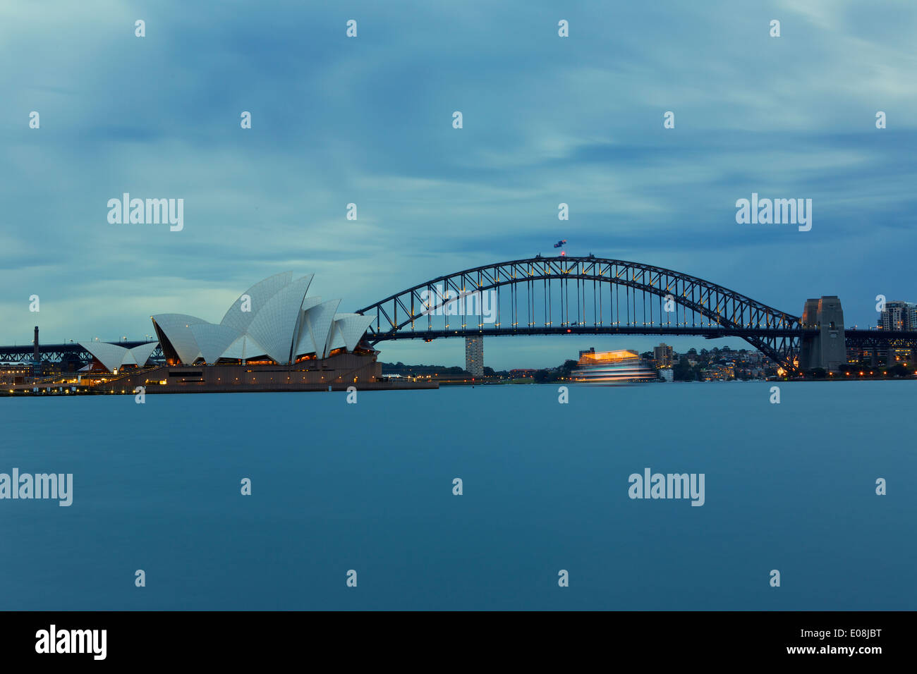 Sydney Hafen bei Sonnenuntergang. Stockfoto